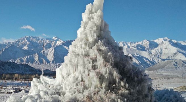 Ice Stupa reaches 52 ft